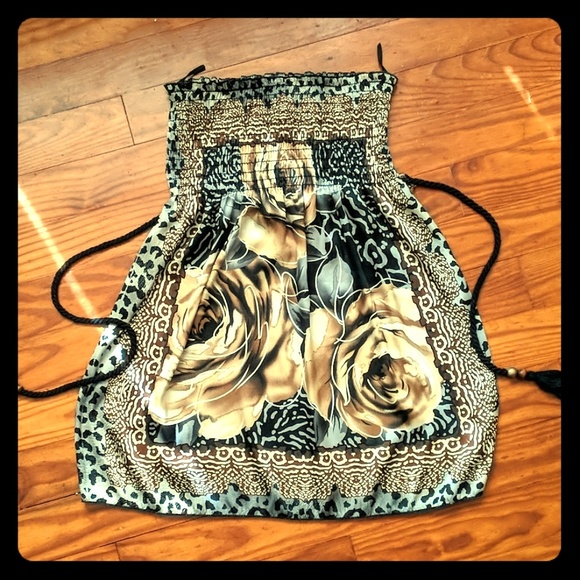 Carolina USA strapless rose print & leopard dress - Picture 1 of 4